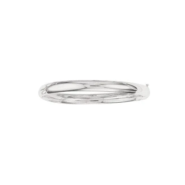 14K White Gold Domed Bangle Bracelet
