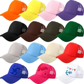 15 Pack Kids DIY Trucker Hats Bulk Summer Mesh Baseball Cap Blank Sublimation Trucker Cap for Child Summer