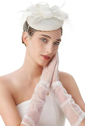 BABEYOND Fascinators Hat Veil Feather Hair Clip Tea Party Kentucky Pillbox Derby Bridal for Wedding
