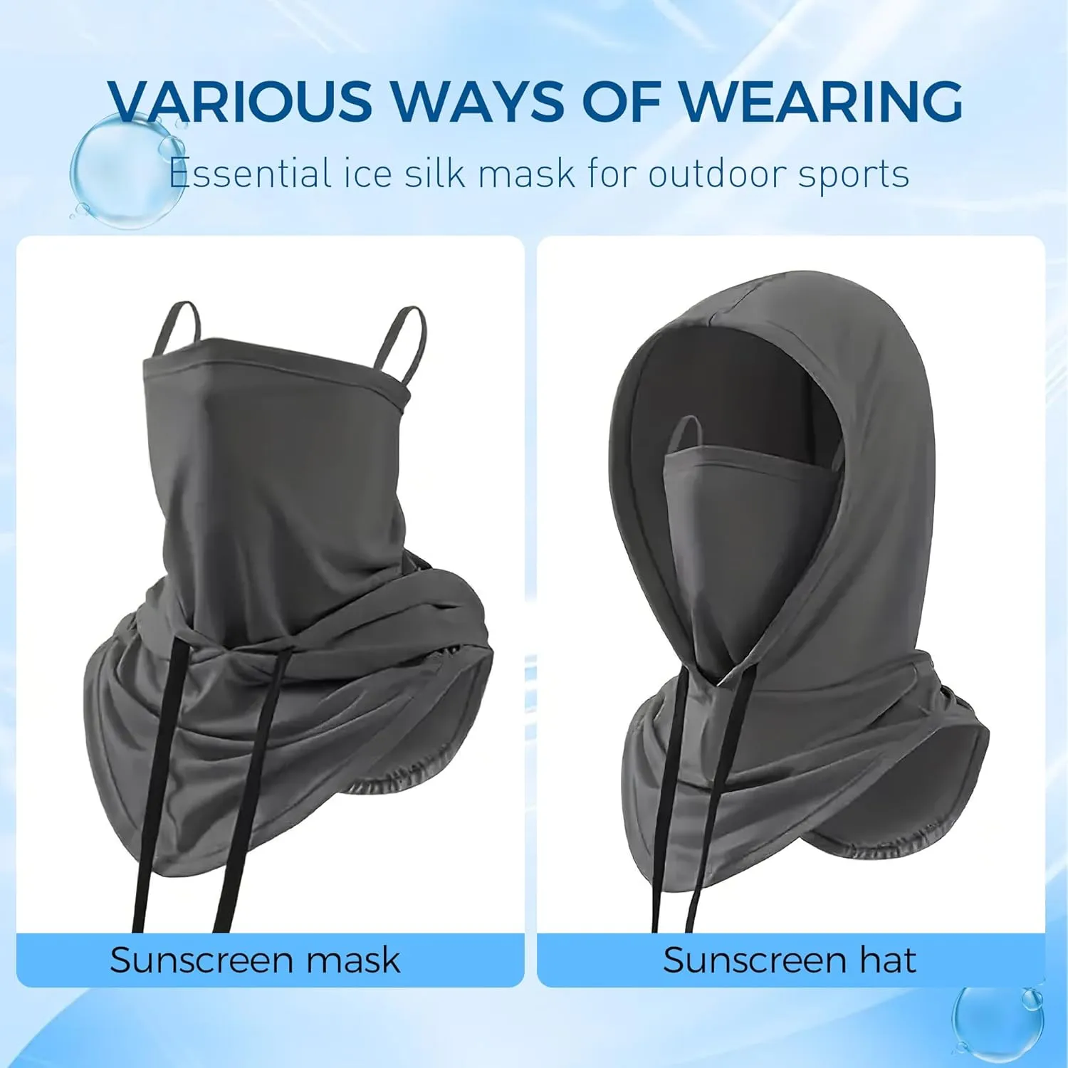 Balaclava Face Mask, UV Sun Protection Summer Cooling Breathable Hood Full Head Cover for Men Women Fishing Cycling Hiking