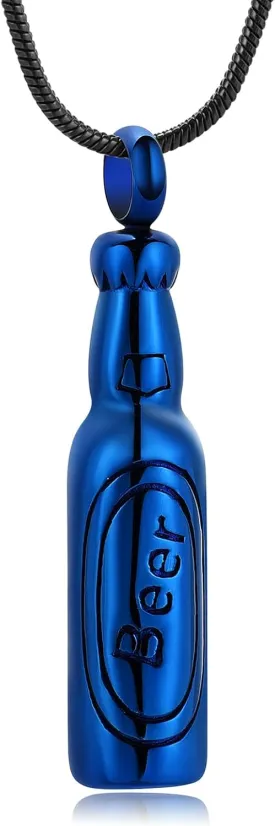 Beer Bottle Urn Necklace for Ashes Bar Cremation Jewelry for Women Men Stainless Steel Memorial Necklaces Ash Pendant for Human Pets Keepsake Jewelry for Loved Ones with Fill Tool