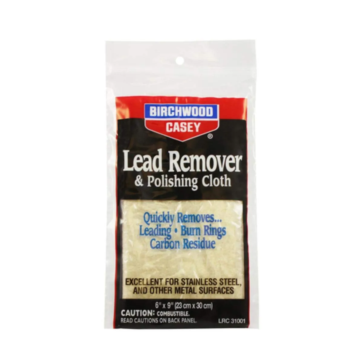 BIRCHWOOD CASEY Lead Remover & Polishing Cloth Durable Lightweight 6"x9" Cleaning Rag for Gun, Sporting Equipment, Home & Auto Use - Original Package