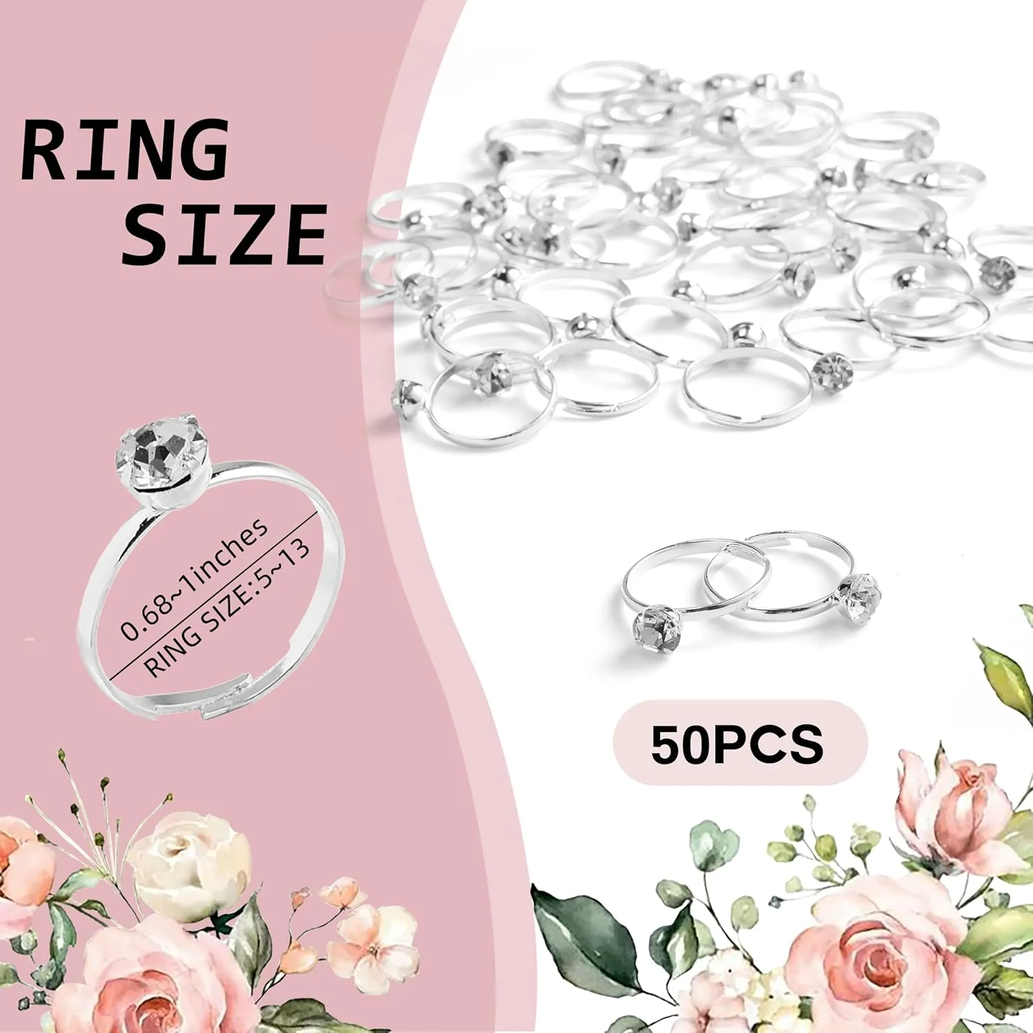 Bridal Shower Ring Game, Put a Ring On It Bridal Shower Game with 50 Fake Rings, Bridal Shower Decorations, Wedding Game, Bachelorette Hens Party Game for Guests - RG12