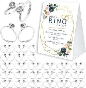 Bridal Shower Ring Game, Put a Ring On It Bridal Shower Game with 50 Fake Rings, Bridal Shower Decorations, Wedding Game, Bachelorette Hens Party Game for Guests - RG12