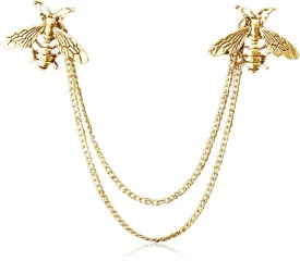 Brooches and Pins for Women Bee Chain Collar Pins for Sambas Safety Brooch Pins for Clothes Business Suit Collar Bar Pin Christmas Pins and Brooches Jewelry Gifts