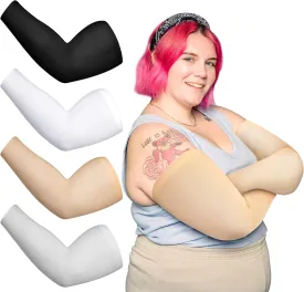 Chuarry 4 Pairs Plus Size Arm Sleeves for Women Men UV Sun Protection Cooling Ice Silk Arm Wraps for Flabby Arms