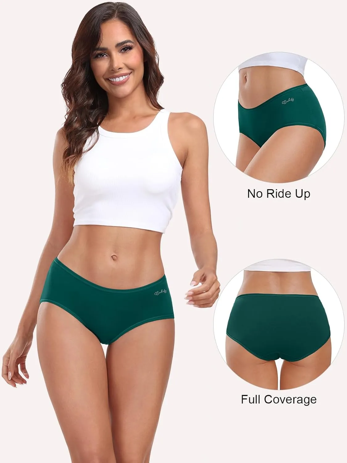 coskefy Womens Underwear Cotton Hipster Panties Low Rise Breathable Ladies Bikini Undies 6 Packs