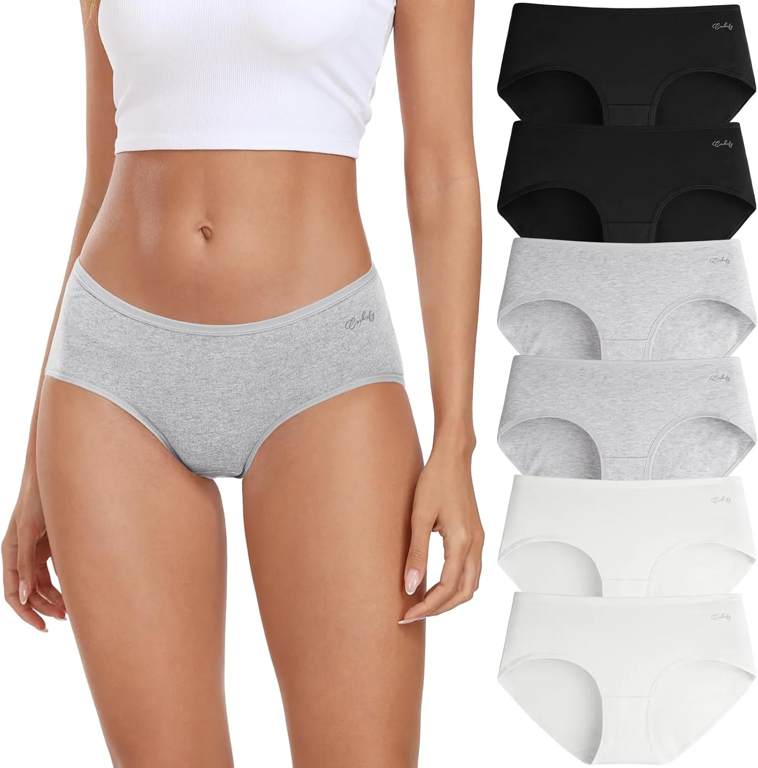 coskefy Womens Underwear Cotton Hipster Panties Low Rise Breathable Ladies Bikini Undies 6 Packs