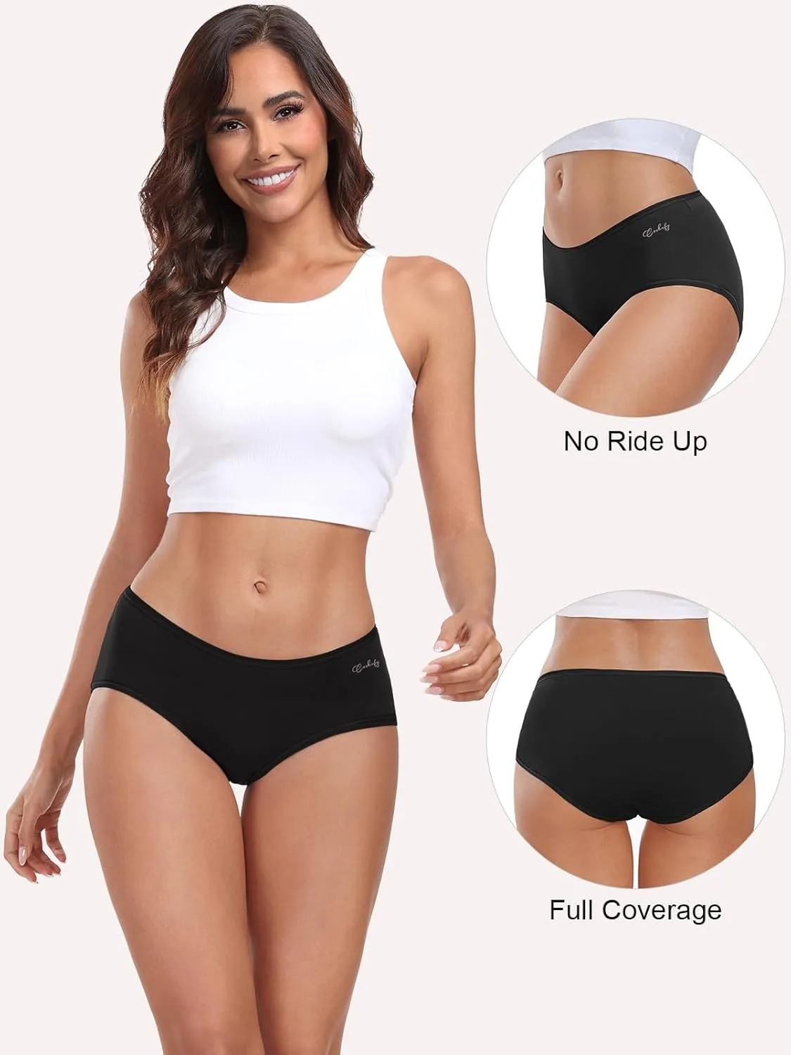 coskefy Womens Underwear Cotton Hipster Panties Low Rise Breathable Ladies Bikini Undies 6 Packs