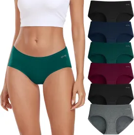 coskefy Womens Underwear Cotton Hipster Panties Low Rise Breathable Ladies Bikini Undies 6 Packs