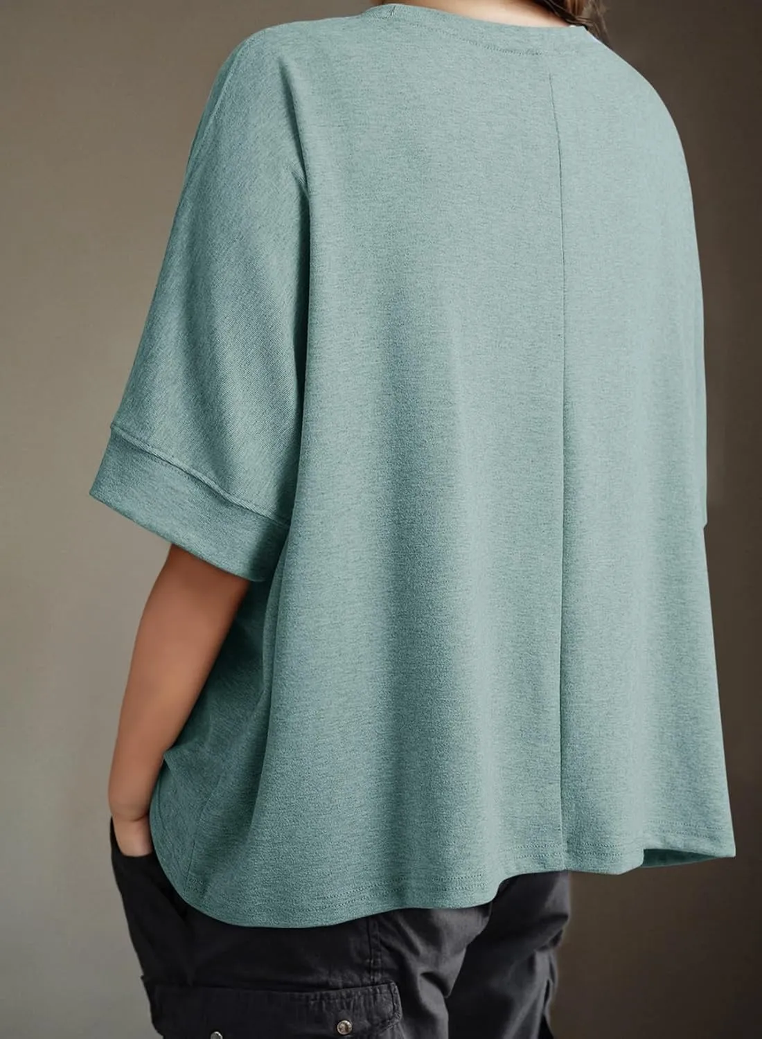 Dokotoo Summer Shirts 2025 Womens Solid T Shirts for Women Loose Oversized Tops Basic Tee