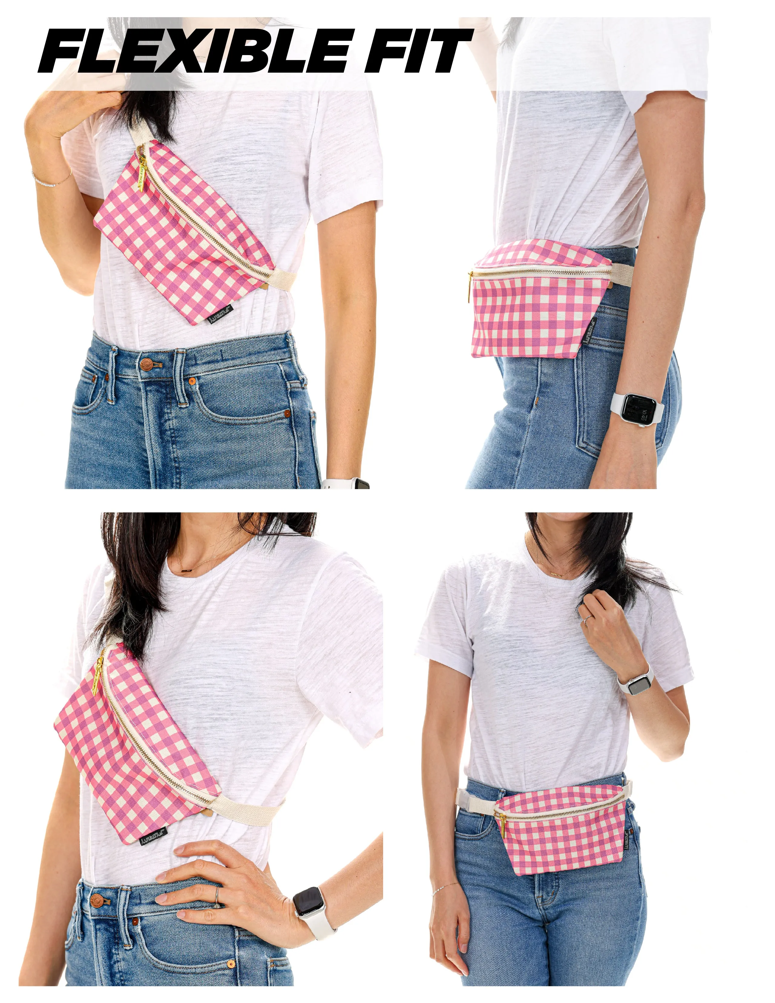 Fanny Pack | Slim | Recycled RPET | Gingham Pink