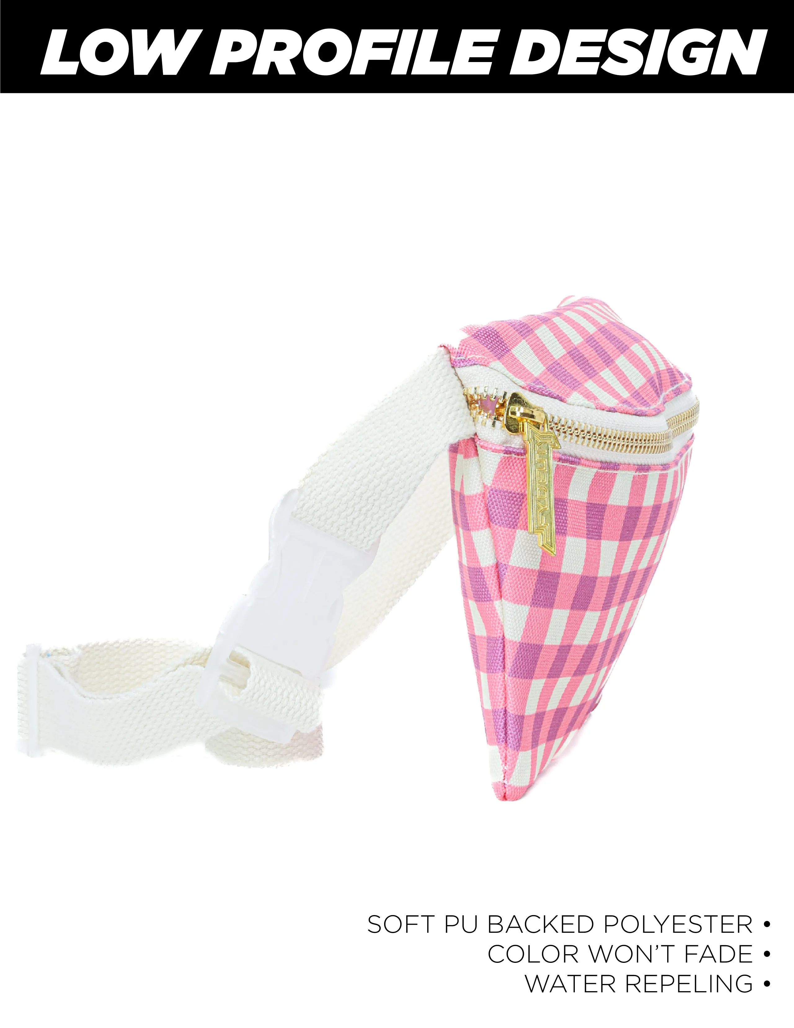 Fanny Pack | Slim | Recycled RPET | Gingham Pink