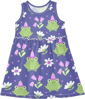 Fashion Girls Dress Cute Pattern Sleeveless Summer Casual Sundress A-line Dress 2T-8Y