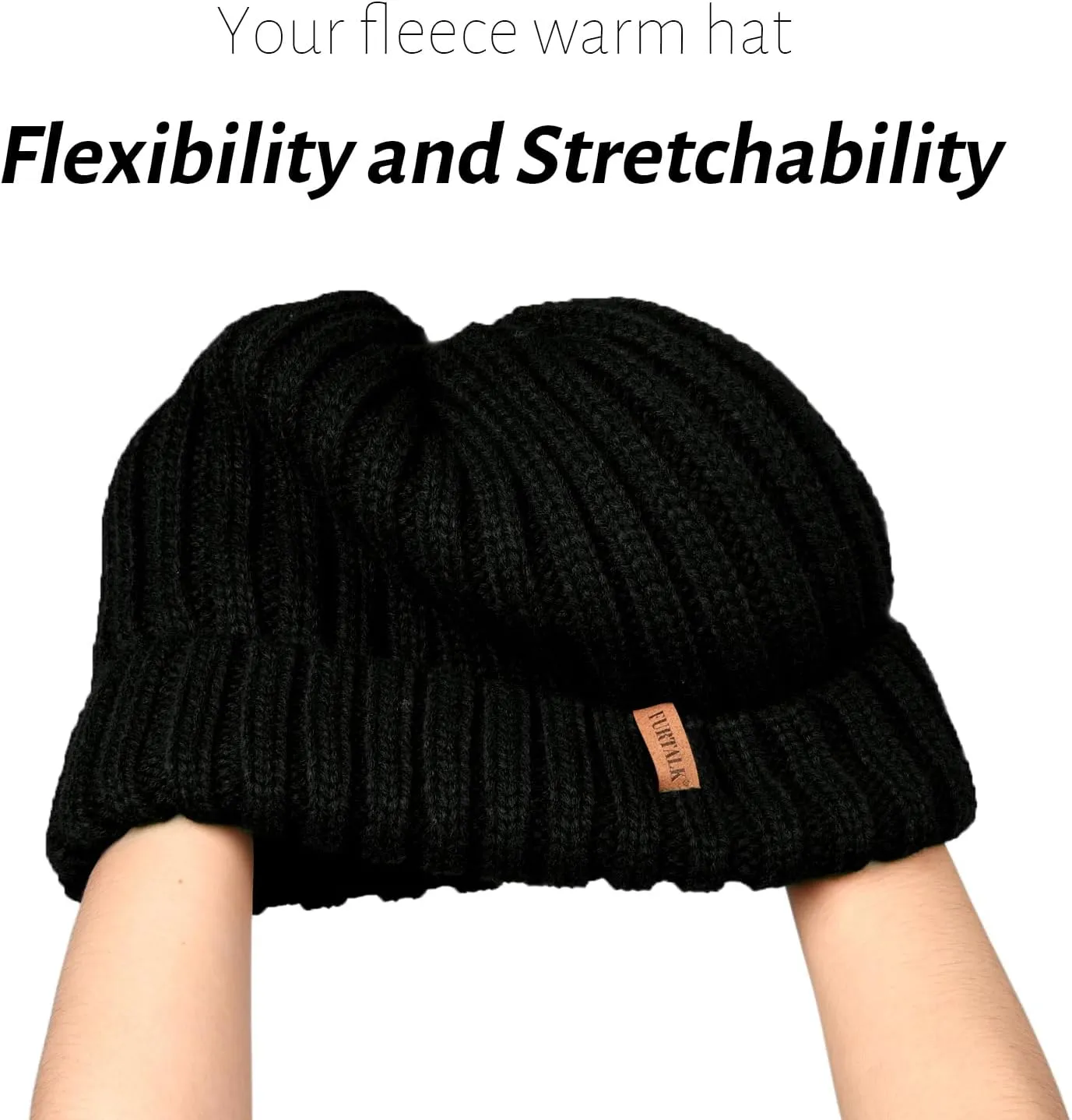 FURTALK Winter Hats for Women Fleece Lined Beanie Knit Chunky Womens Snow Cap