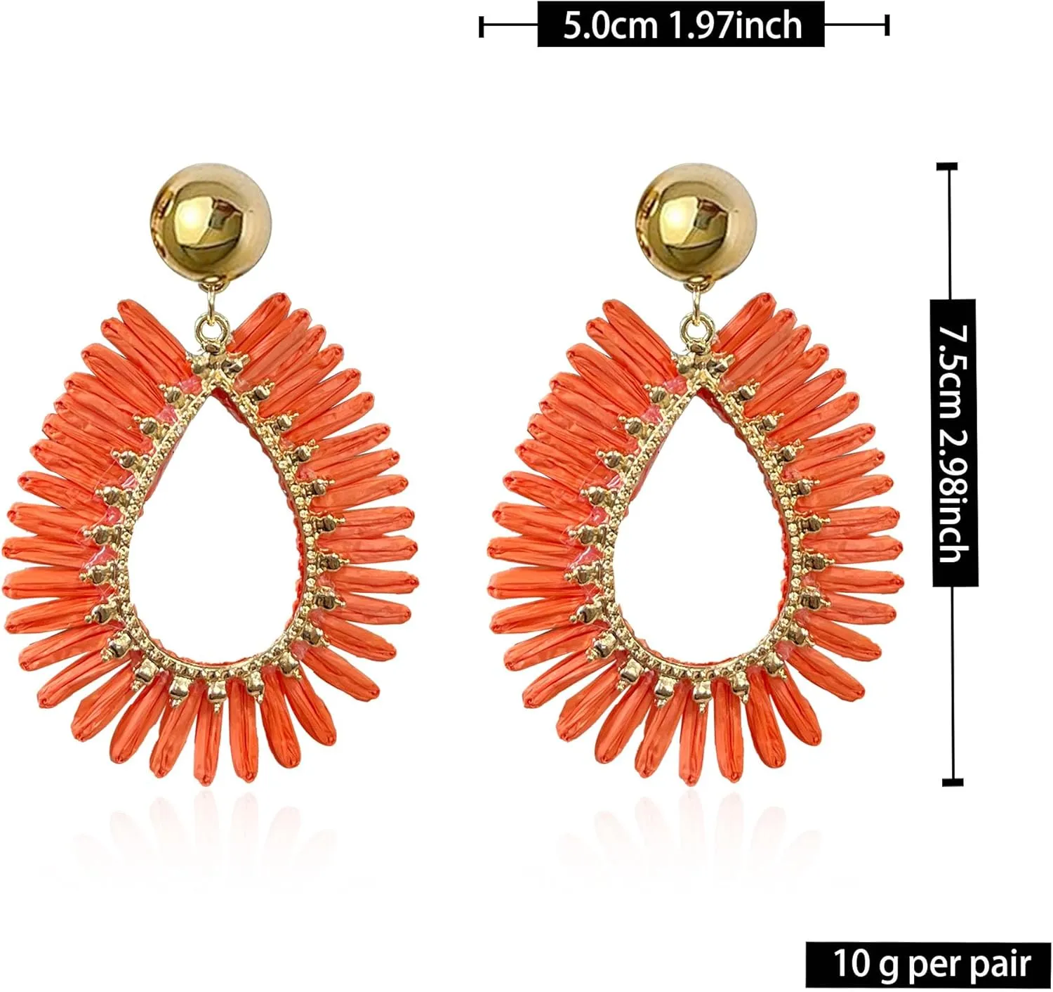 GBAHFY Rattan Summer Straw Earrings for Women Tassel Woven Bohemian Earring Wicker Braid Hoop Drop Earring