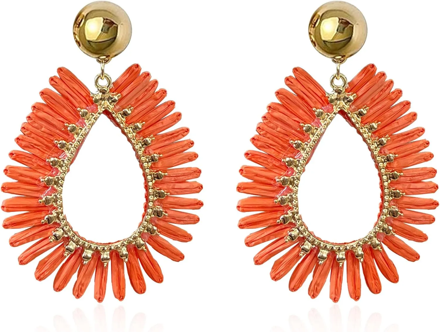 GBAHFY Rattan Summer Straw Earrings for Women Tassel Woven Bohemian Earring Wicker Braid Hoop Drop Earring