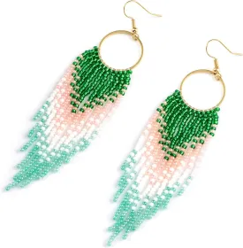 Handmade Beaded Tassel Earrings - Statement Seed Bead Earrings, Boho Beaded Fringe Drop Earrings for Women