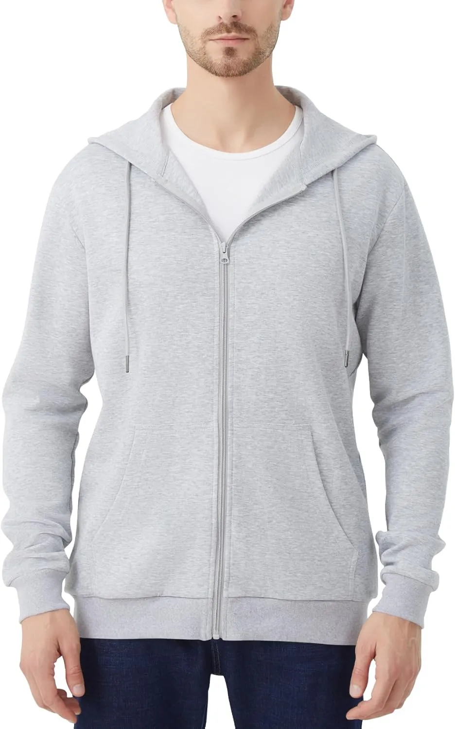 Idtswch Mens Tall Lightweight Hoodies Zip Up Sweatshirt Slim Fit Jacket
