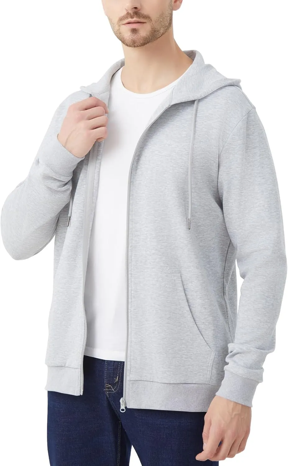 Idtswch Mens Tall Lightweight Hoodies Zip Up Sweatshirt Slim Fit Jacket