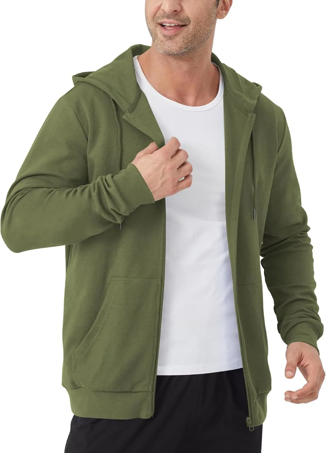 Idtswch Mens Tall Lightweight Hoodies Zip Up Sweatshirt Slim Fit Jacket