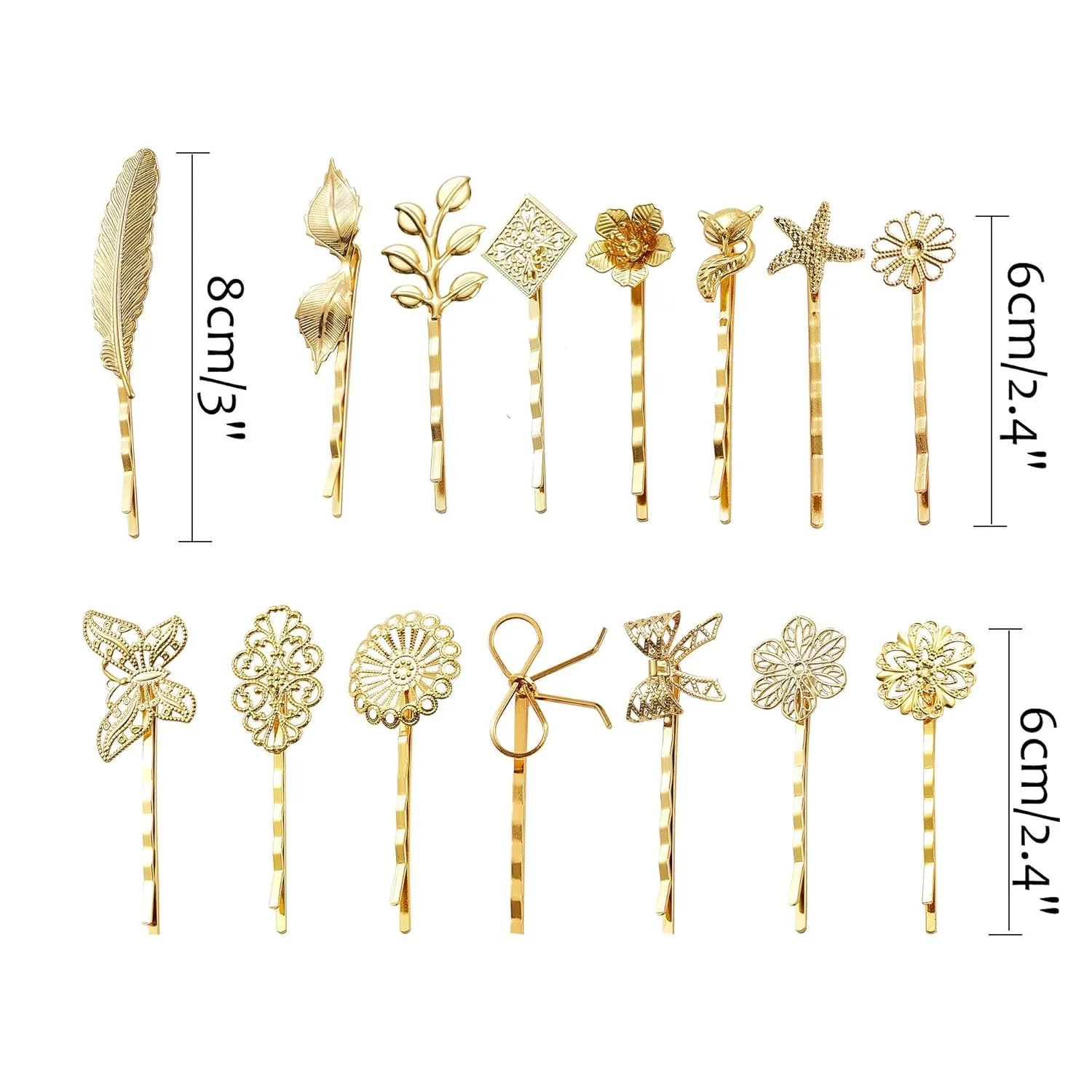 inSowni 30 Pack/15 Pairs Light Gold Retro Vintage Metal Long Bobby Pins Hair Clips Barrettes Accessories for Women Girls