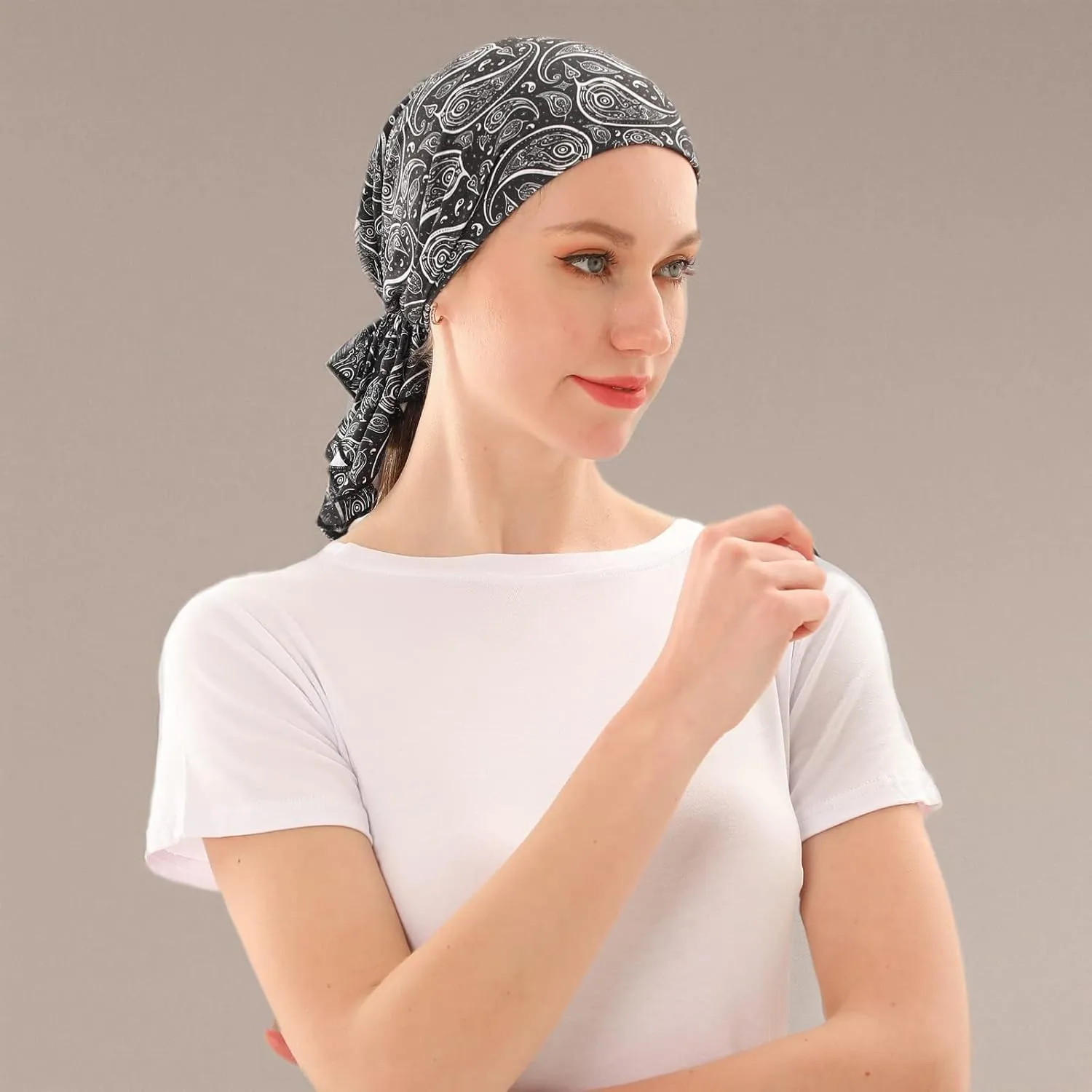 KAKU NANU Women Turban Chemo Beanies Pre Tied Caps Baggy Slouchy Headwear Sleep Scarf