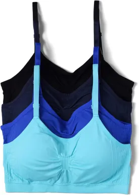 Kalon 4 Pack Womens Nylon Spandex Removable Pads Comfort Cami Bras Wireless