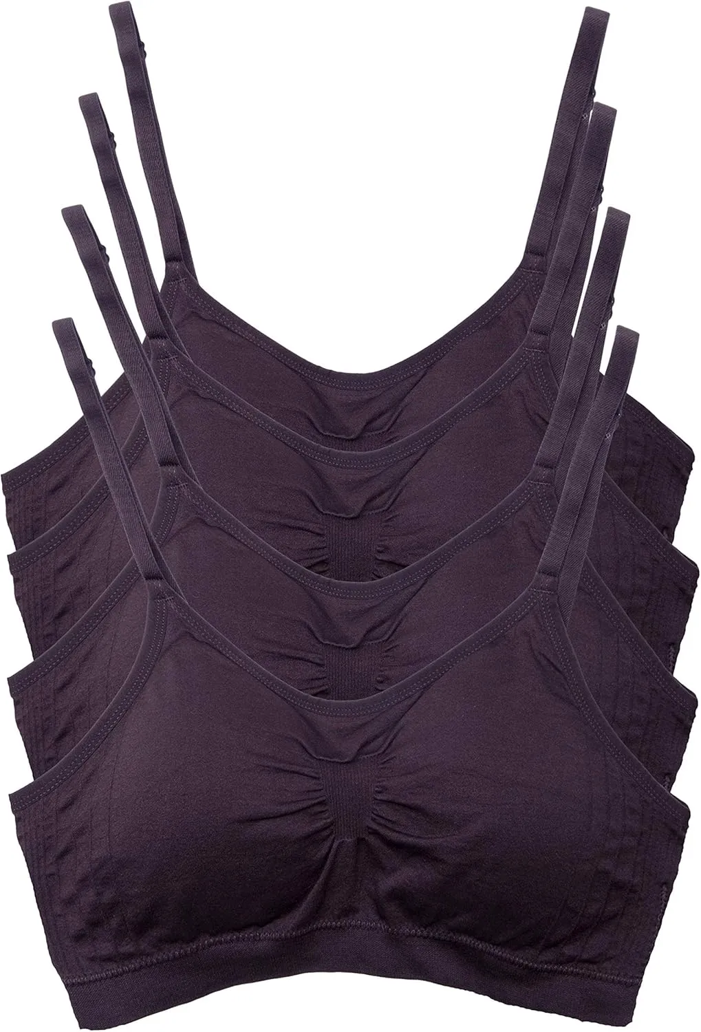Kalon 4 Pack Womens Nylon Spandex Removable Pads Comfort Cami Bras Wireless
