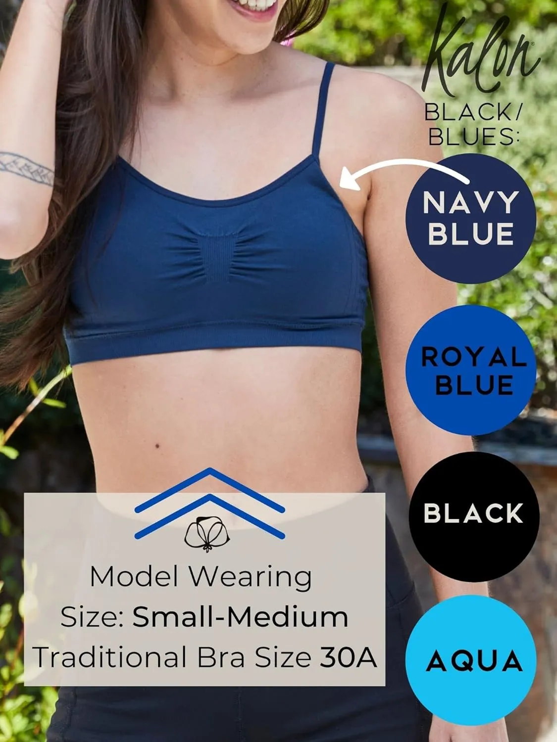 Kalon 4 Pack Womens Nylon Spandex Removable Pads Comfort Cami Bras Wireless