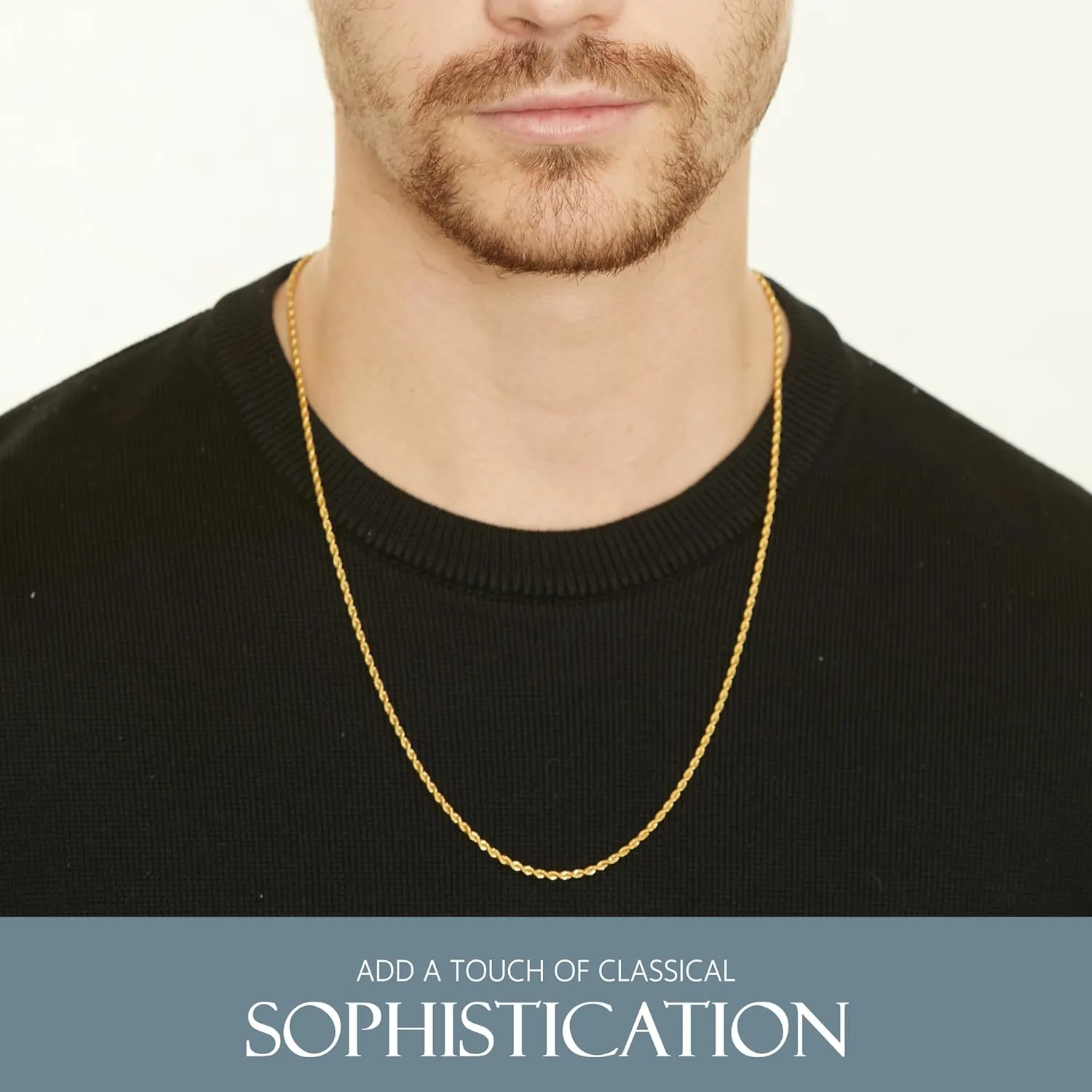 KISPER 18k Gold Hip Hop Rope Chain Necklace ?C Gold Plated Stainless Steel Jewelry for Women & Men with Lobster Clasp