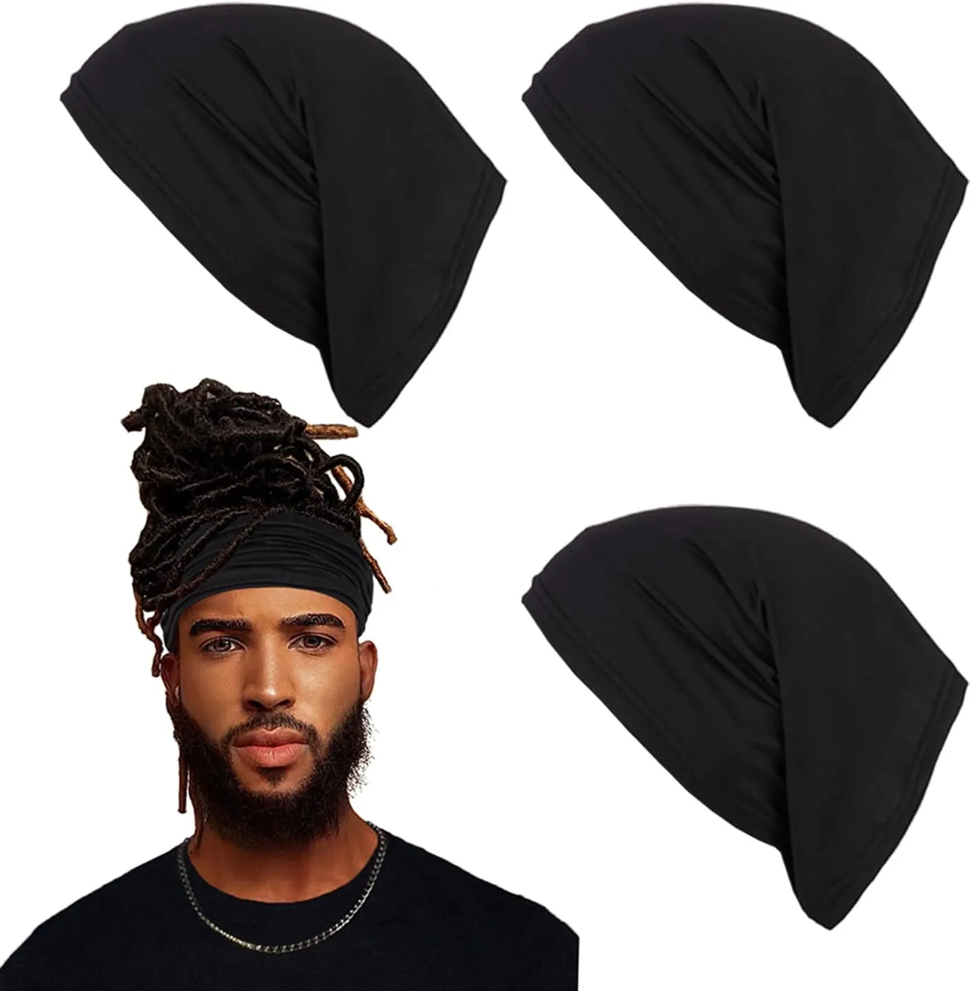 Leeven Sleep Shower Cap mens bonnet Long Hair Dread Loc Cap Long Braid Cap Elastic Dreadlock Tube for Men Woman