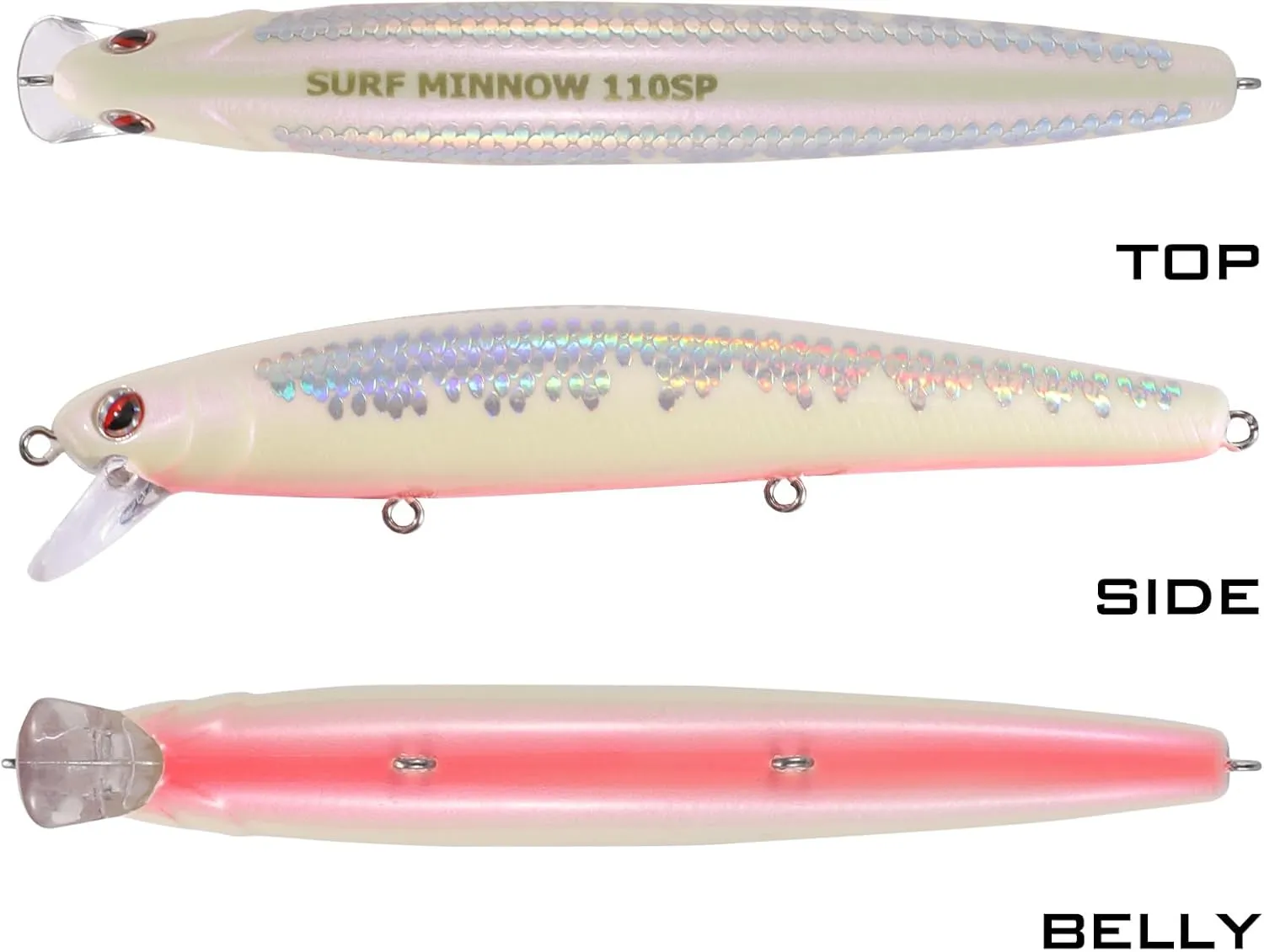 LITTMA California Surf Fishing Lures Saltwater Jerkbait Crankbait Surf Minnow 110 - Metallic Sardine Super Glow & Pearl Pink Belly Glow Lures for Halibut & Striper Fishing