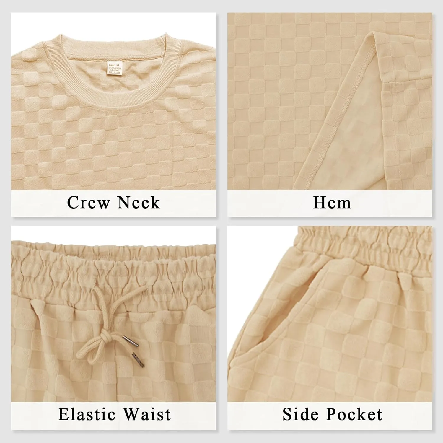 Men's 2 Piece Set Summer Outfits Casual Geometric Texture Short Sleeve Shirt and Shorts Track Suits for Men Set