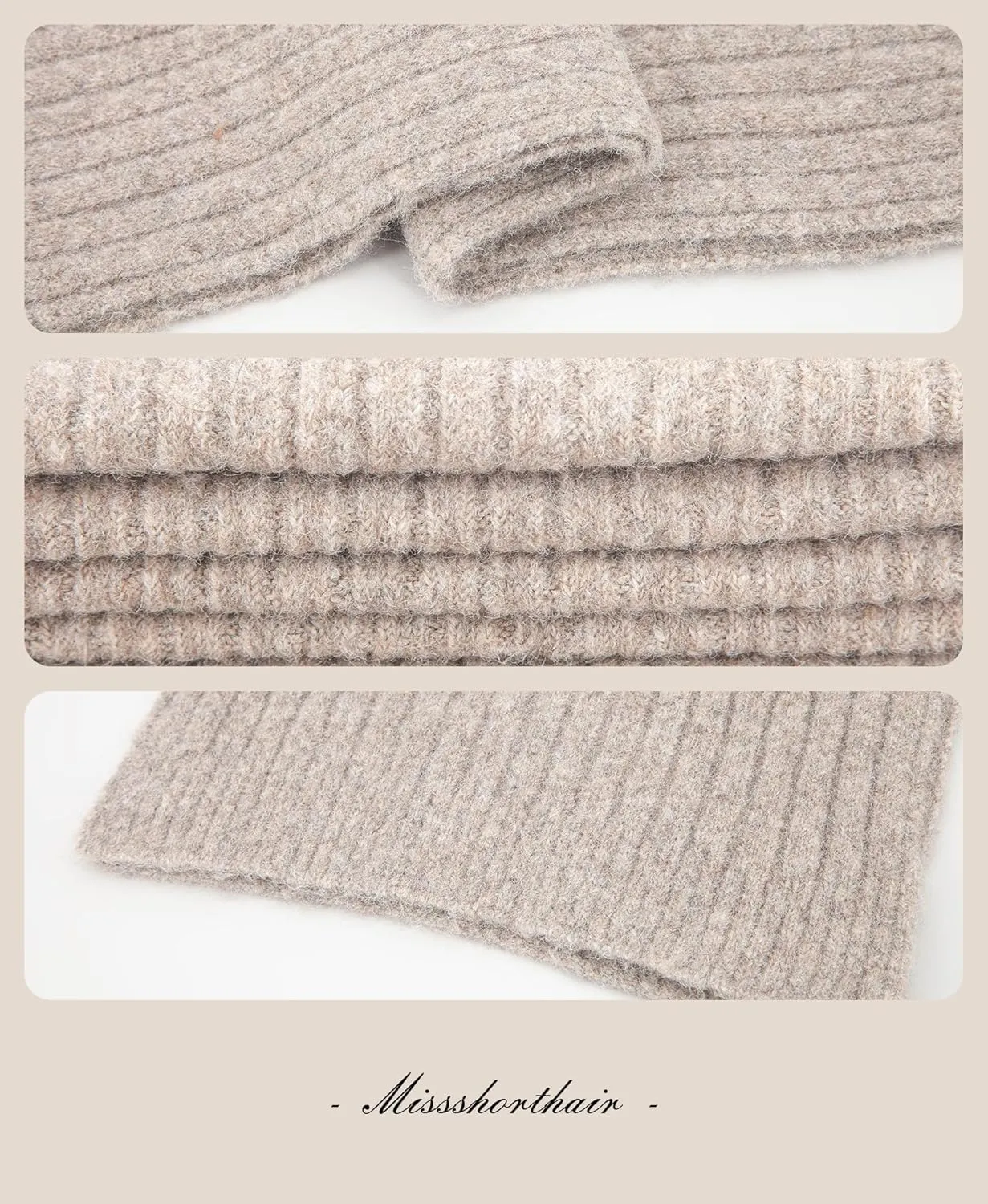 MissShorthair Cashmere Women and Mens Scarf for Winter Chunky Long Warm Thick Knit Wrap