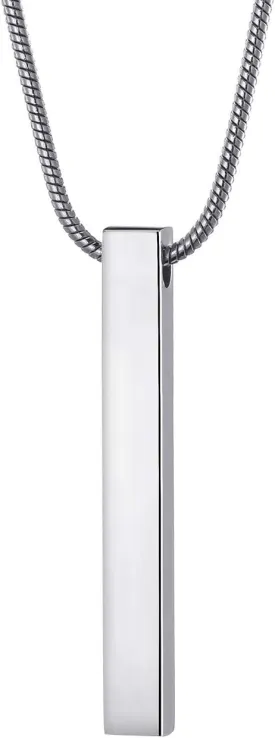 MOO&LEE Stainless Steel Bar Pendant Necklace for Men and Women, Couples Necklaces 22 Inches Snake Chain, Unisex