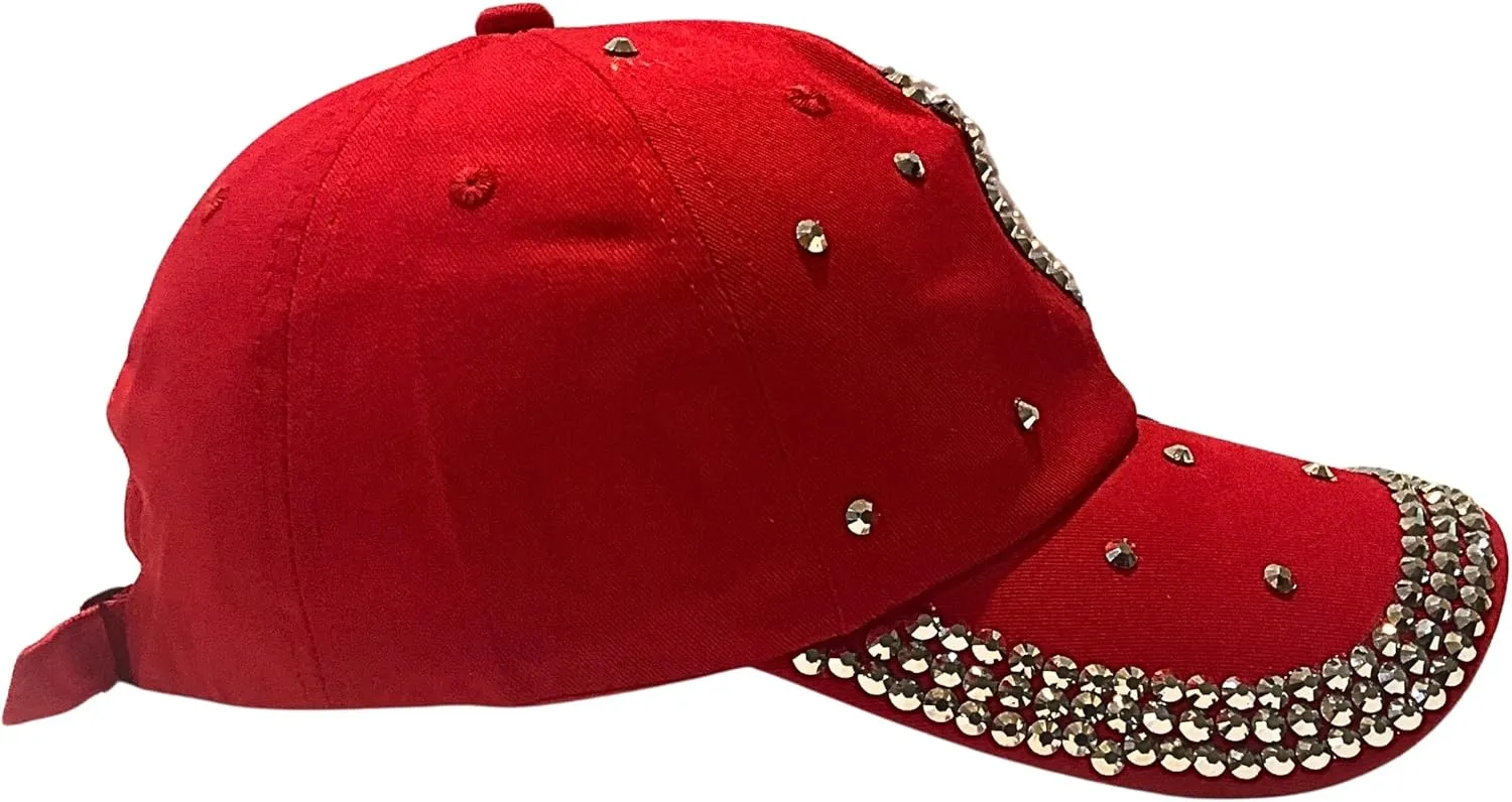 Popfizzy Pearl Heart Rhinestone Hat for Women, Bling Hats, Heart Accessories, Bedazzled Baseball Cap, Bling Gifts for Women