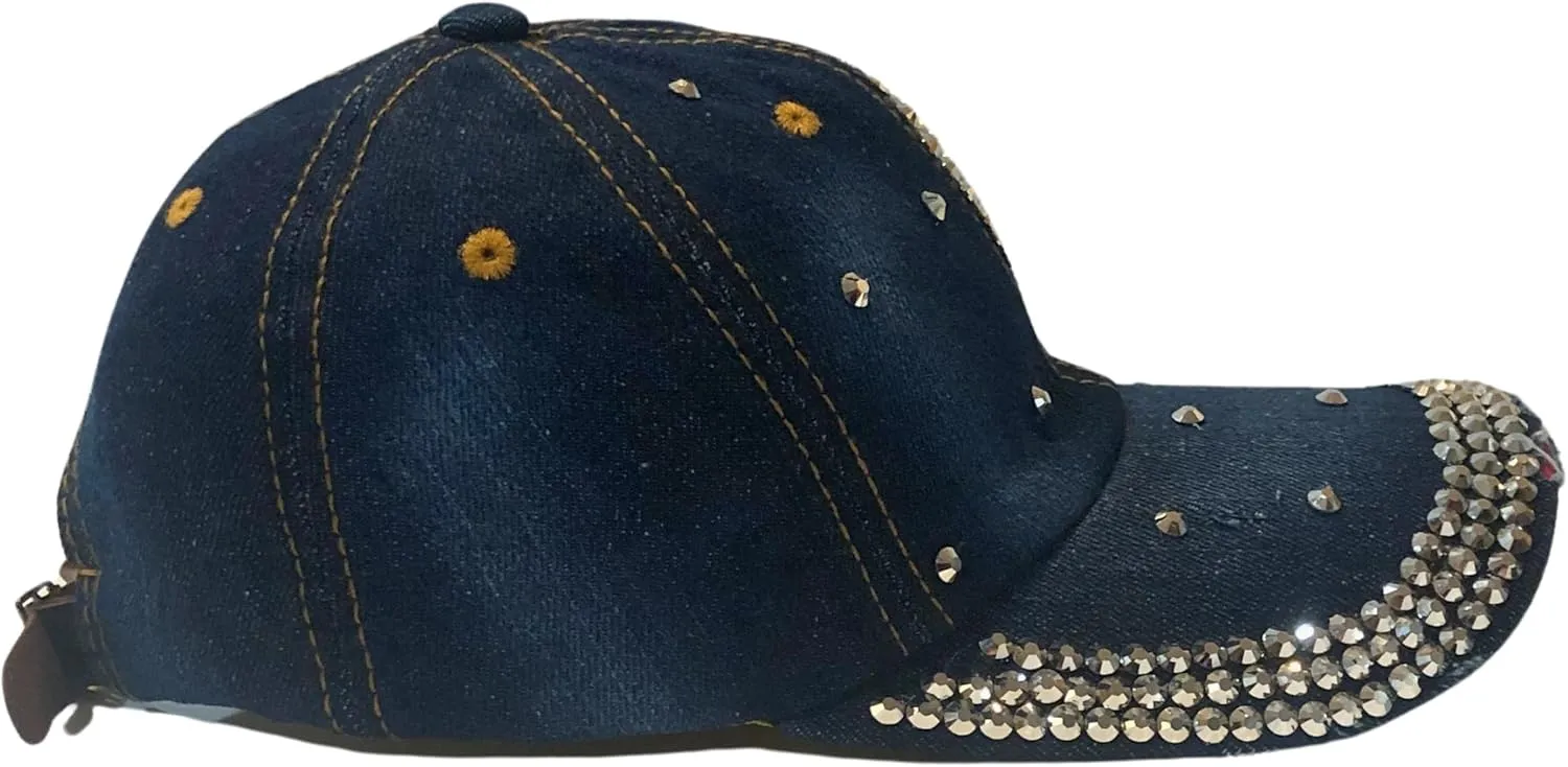 Popfizzy Pearl Heart Rhinestone Hat for Women, Bling Hats, Heart Accessories, Bedazzled Baseball Cap, Bling Gifts for Women