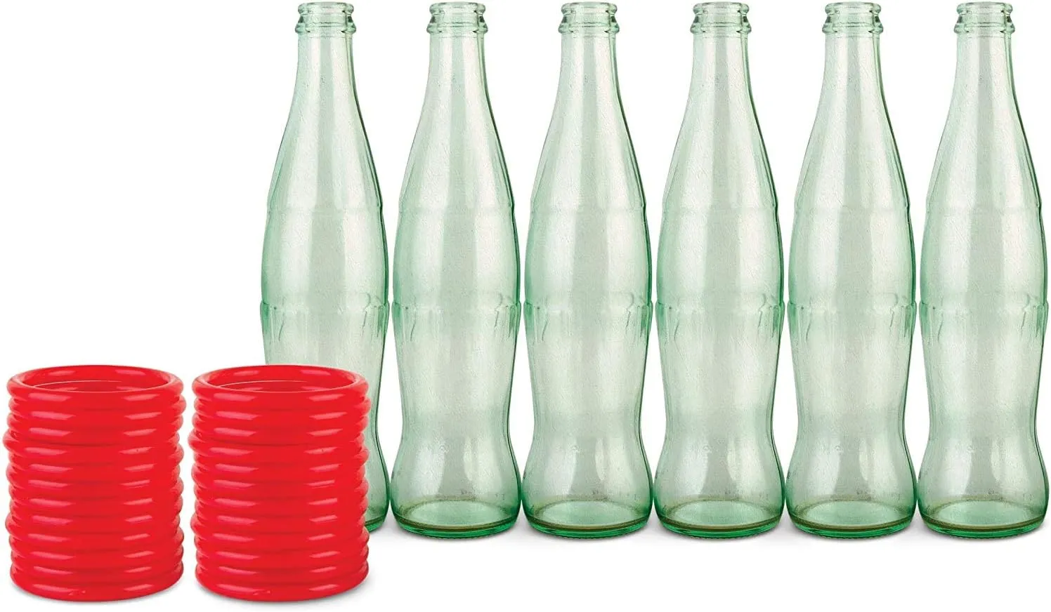 Ring Toss Game for Adults - 30 Pc Carnival Game with 24 Plastic Rings and 6 Glass Bottles