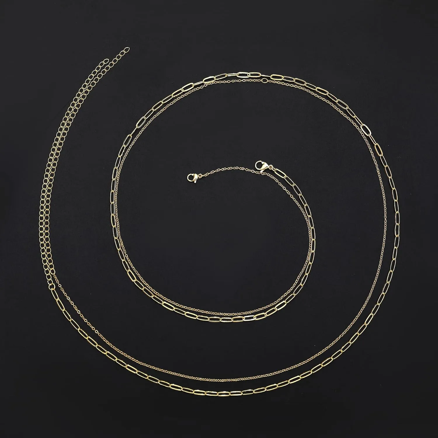 RLMOON 2PCS 18K Gold Plated Waist Chains for Women Gold Body Belly Chains for the Waist Adjustable Layered Waist Chain for Summer Beach Bikini
