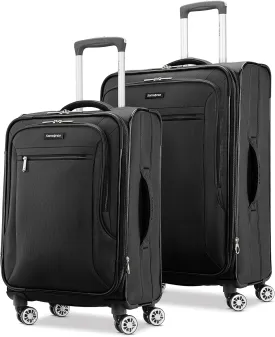 Samsonite Ascella X Softside Expandable Luggage with Spinners, Black, 2PC SET (Carry-on/Medium)