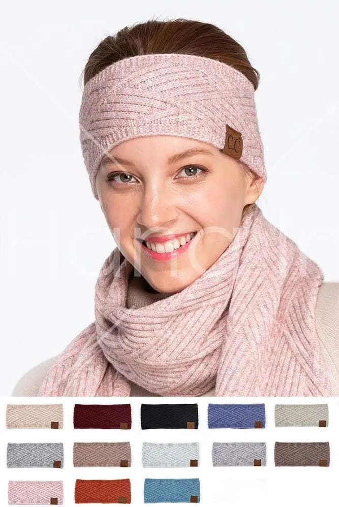 ScarvesMe Women Diagonal Stripes Criss Cross Pattern Soft Knit Headband Headwrap