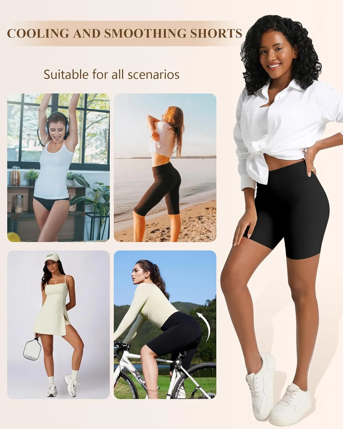 Slip Shorts for Under Dresses Women, Cooling Anti Chafing Seamless Mid Thigh Under Skirt Smooth Boyshorts Panties