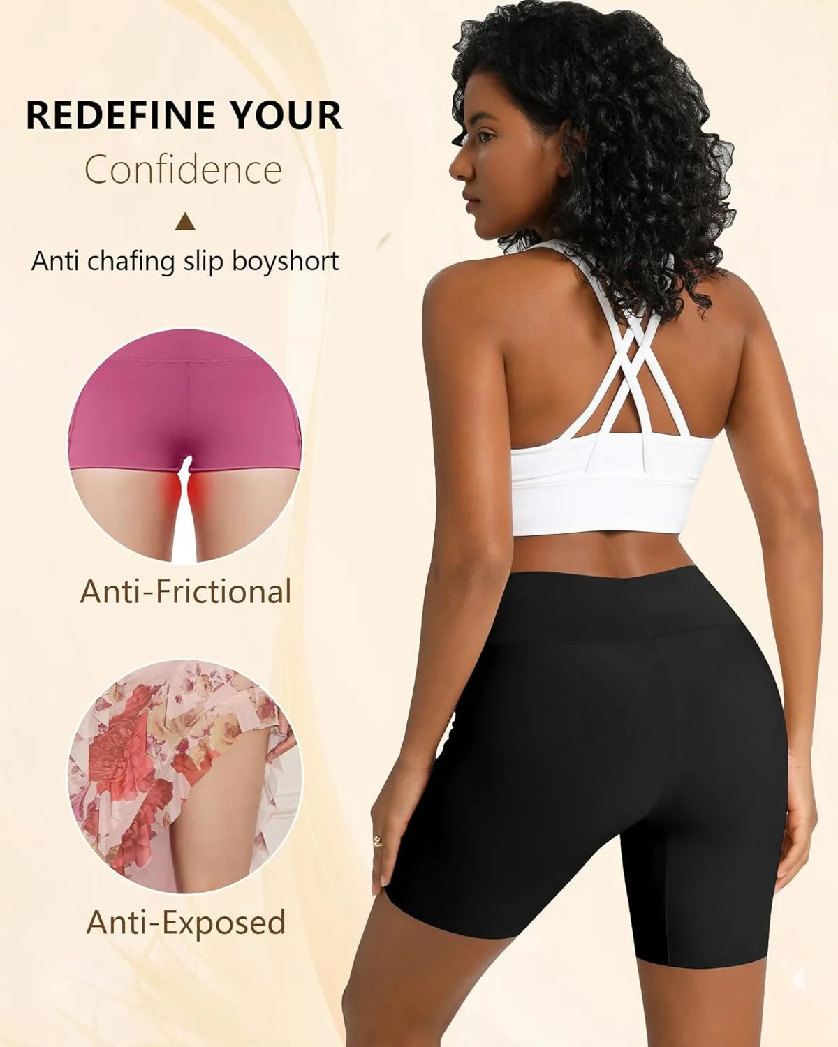Slip Shorts for Under Dresses Women, Cooling Anti Chafing Seamless Mid Thigh Under Skirt Smooth Boyshorts Panties