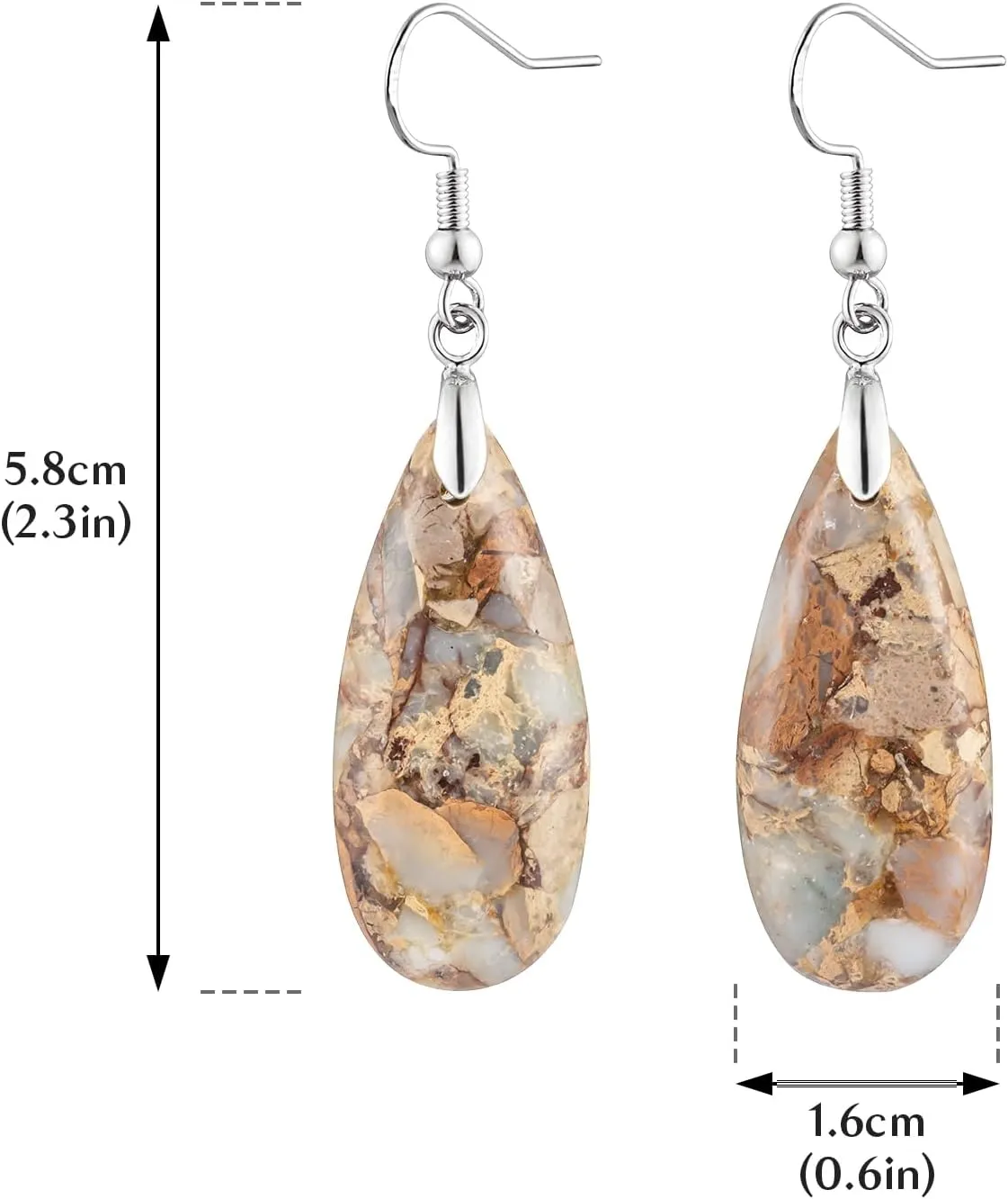Stone Drop Earrings for Women Teardrop Created Imperial Jasper Dangle Drop Earrings