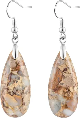 Stone Drop Earrings for Women Teardrop Created Imperial Jasper Dangle Drop Earrings
