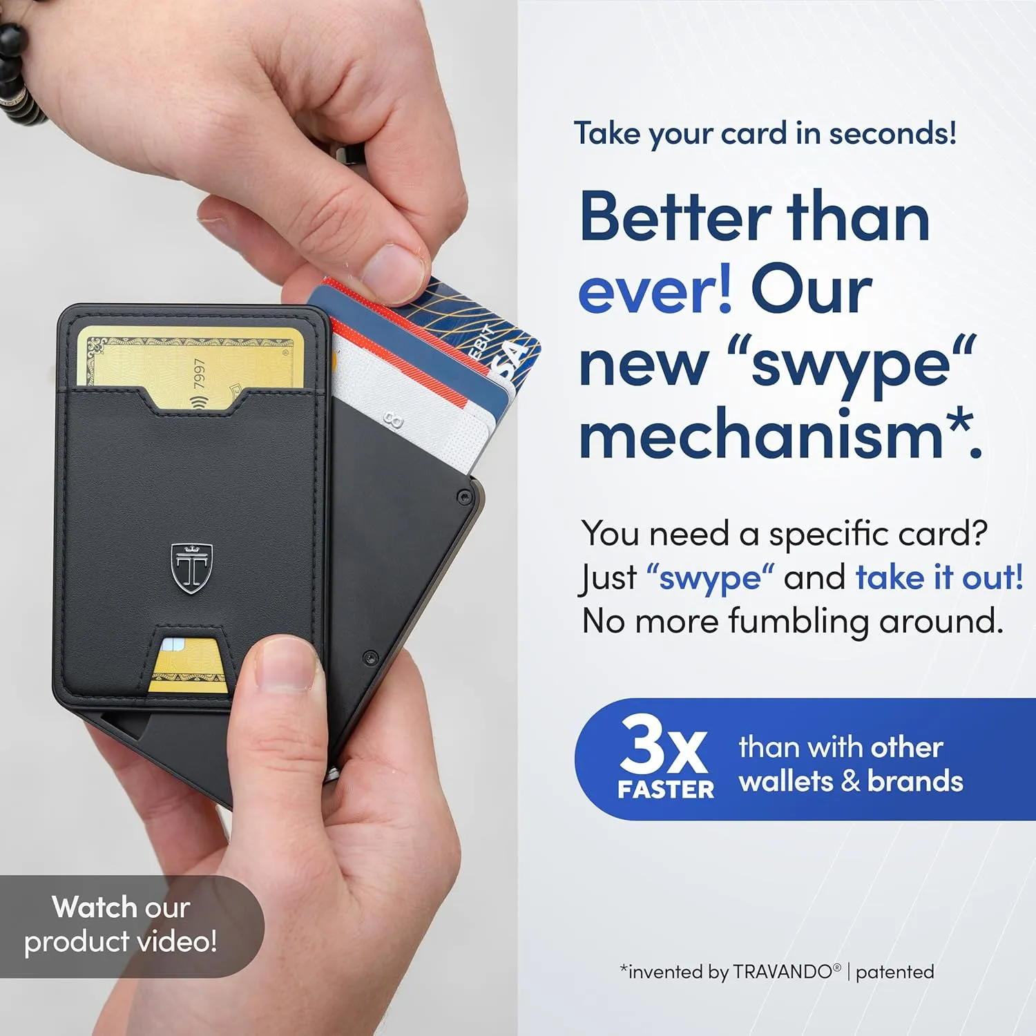 TRAVANDO Swype Slim Wallet for Men Metal RFID Blocking Mens Wallet Card Case