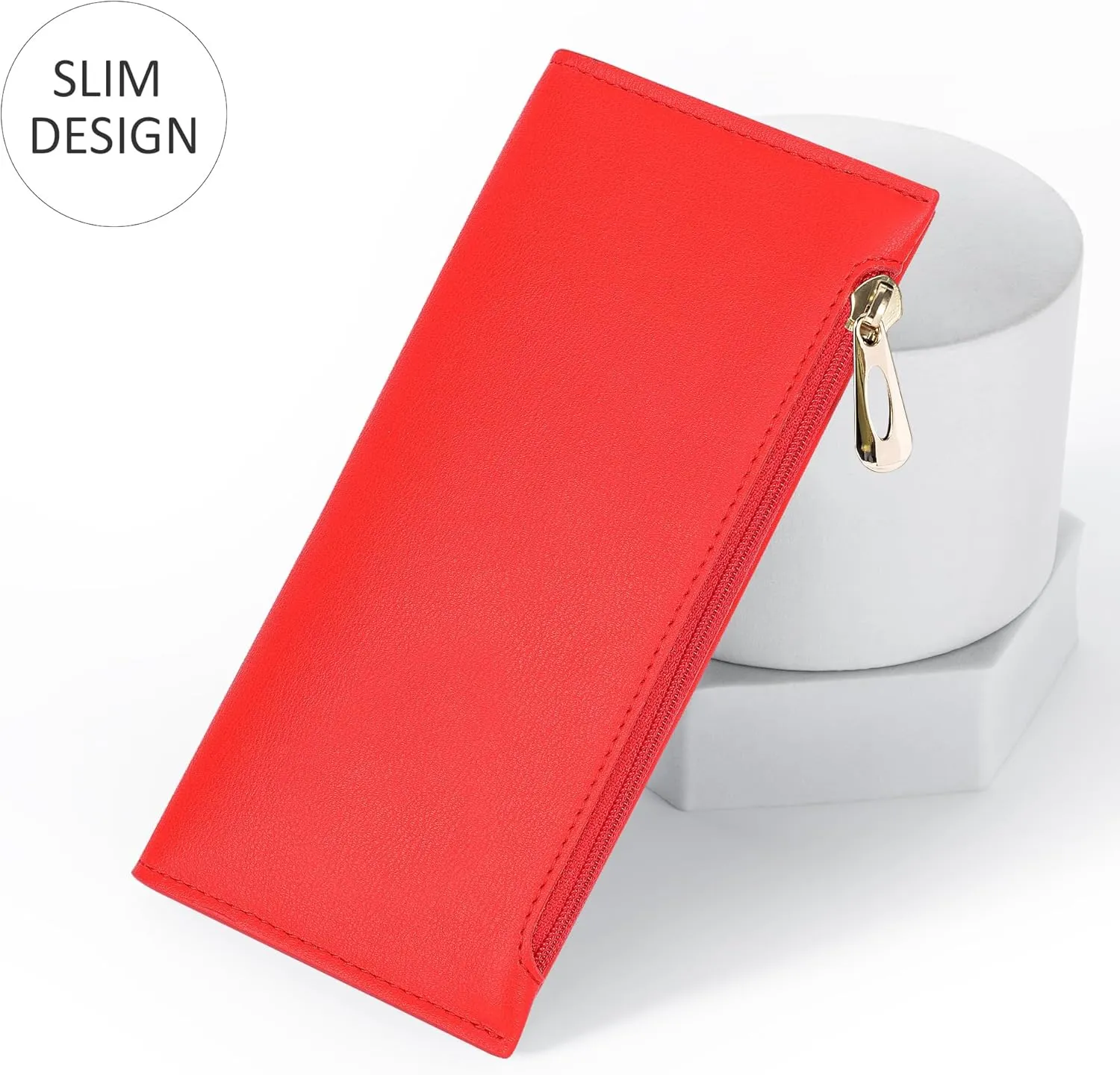 Ultra Slim Wallet for Women Bifold Leather RFID Blocking Credit Card Holder Ladies Womens Wallet with Zip Pocket