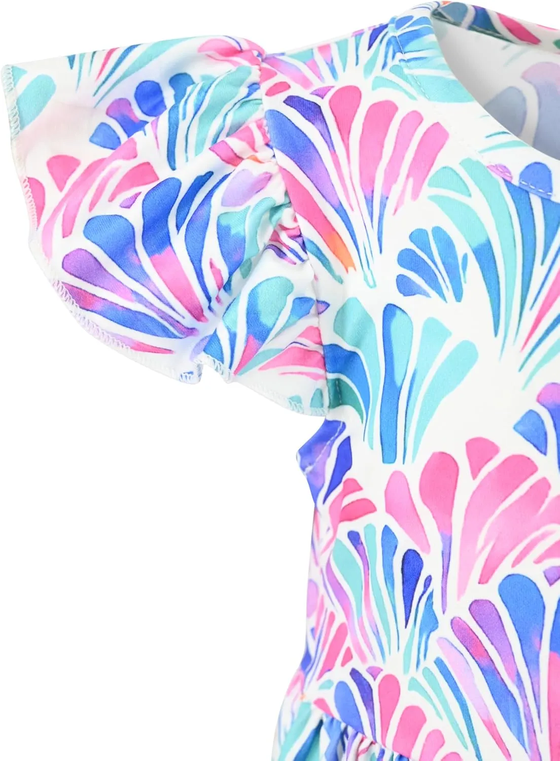 Unique Baby Girls' Short Sleeve Everyday Printed Dresses for Kid and Toddler, Sizes 2T-12Y