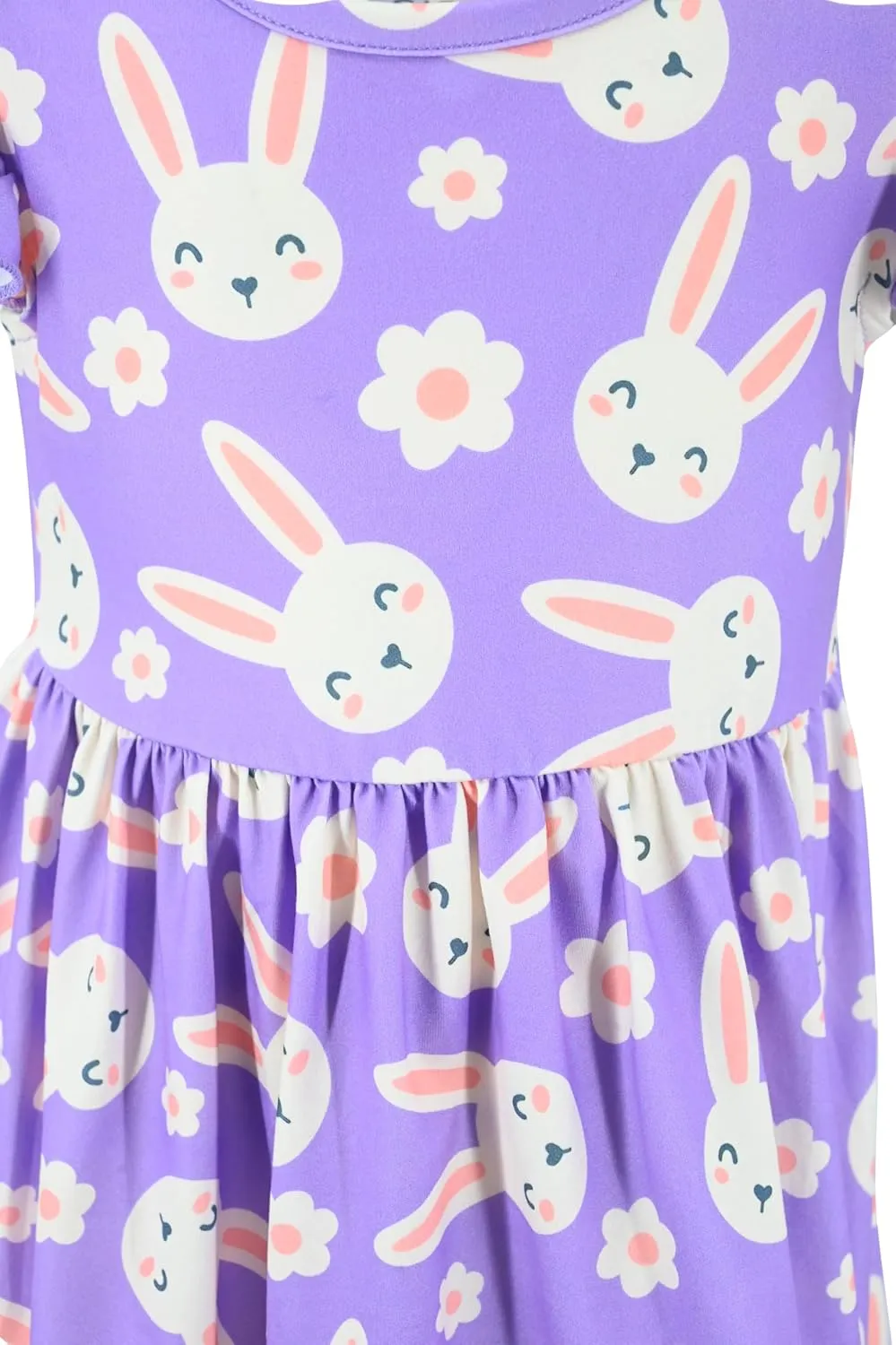 Unique Baby Girls' Short Sleeve Everyday Printed Dresses for Kid and Toddler, Sizes 2T-12Y